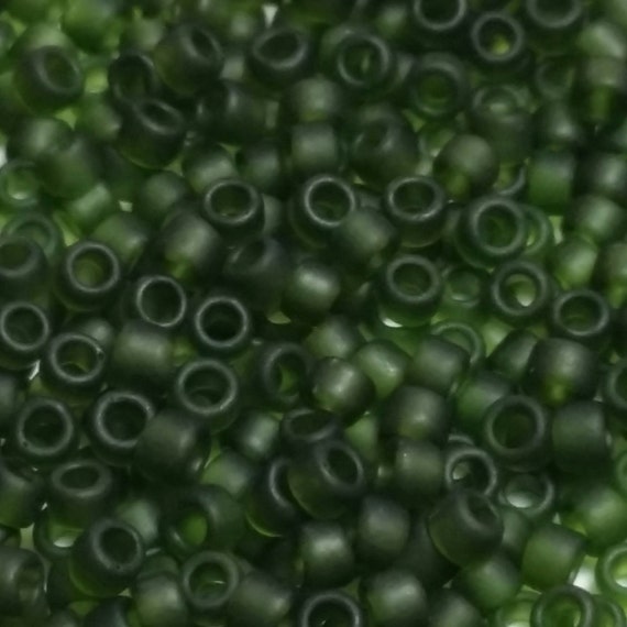 10g Transparent-Frosted Olivine Green TOHO Seed Beads 8//0-940F