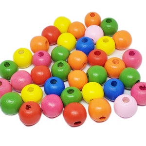 20pcs Mixed Colour Wooden Round Drum Beads 16x15mm - B70809