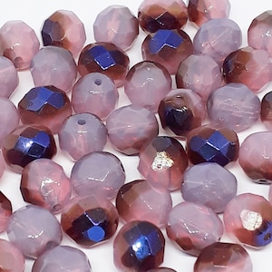 10pcs rosa, Metallic blau & braun facettiert Tschechische Glas Runde Perlen, 8x7mm - GB534