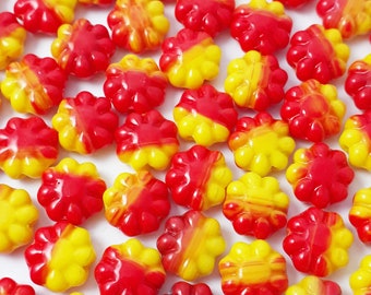 10pcs Red & Yellow Czech Glass Hawaiian Flower Beads, 9mm - GB60