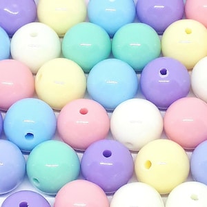 25pcs Round Pastel Craft Beads Acrylic Mixed Colour 12mm - B0254392