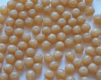 30pcs Cloudy Beige Czech Glass Round Beads, 6mm - GB693