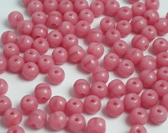 120pcs Dusty Rose Czech Glass Round Beads, 3mm - GB612