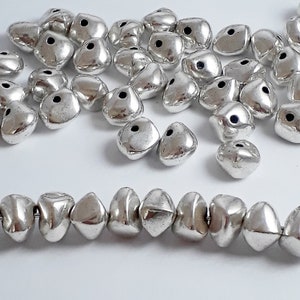 10pcs Nugget Metal Spacer Beads Antique Silver 9x6mm - B0098887