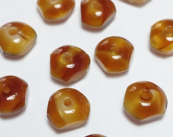 10pcs 3-Cut Caramel Czech Glass Rondelle Beads, 4x7mm - GB387