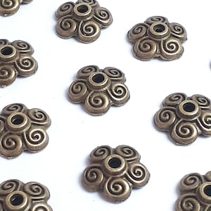 20pcs Swirl Pattern Flower Bead Caps Antique Bronze 10mm - K02136