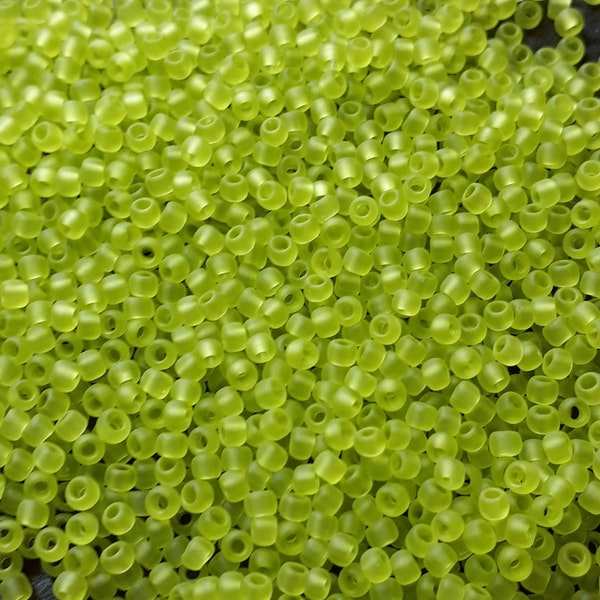 10g Transparent-Frosted Lime Green TOHO Seed Beads - 11/0-4F