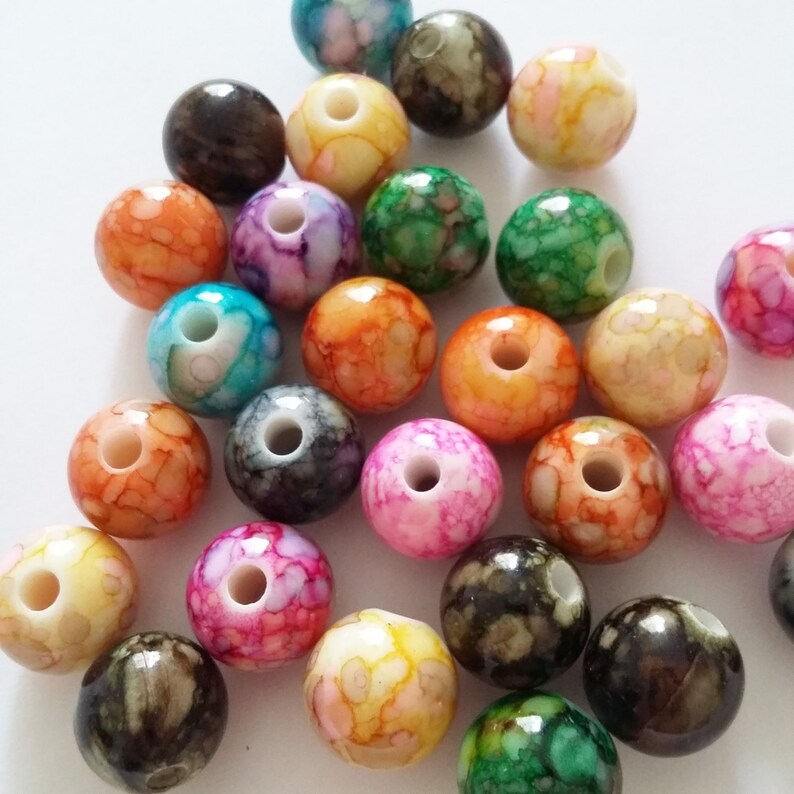 10pcs Mottled Mixed Color Large Acrylic Beads 14mm B23588 Etsy