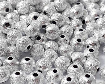 100pcs Silver Sparkledust Bubblegum Acrylic Beads 6mm - B59166