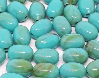 50pcs Green Turquoise Acrylic Oval Beads 10x7mm - B750999