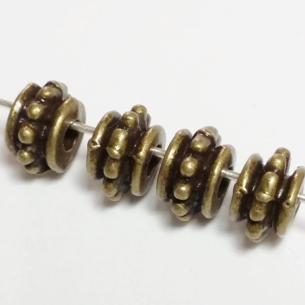 20 pcs Anneau pointillé perles bronze antique 7 mm - B28921