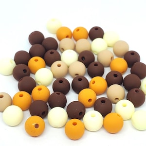 25pcs Matte Brown Mix Round Acrylic Craft Beads 8mm - B936860
