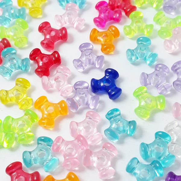 100pcs Mixed Colour Acrylic Tri Beads, 10x9mm - B30295