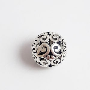 1pc Chunky Filigree Round Beads Antique Silver 12mm - B0093116