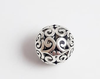 1pc Chunky Filigree Round Beads Antique Silver 12mm - B0093116