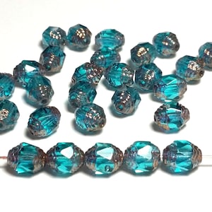 10 Stk Blaue Tschechische Glasperlen, 8 x 6 mm - GB231