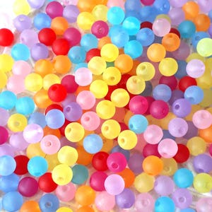 Frosted Mixed Colour Round Craft Beads, 6mm 22.60g (Approx. 200pcs) - B24014