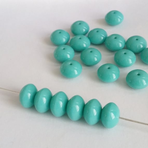 40pcs Turquoise /& Cream Czech Glass Rondelle Beads 3x5mm Small Spacers GB398