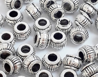 20pcs Donut Striped Spacer Beads Antique Silver 7x5mm - B21616