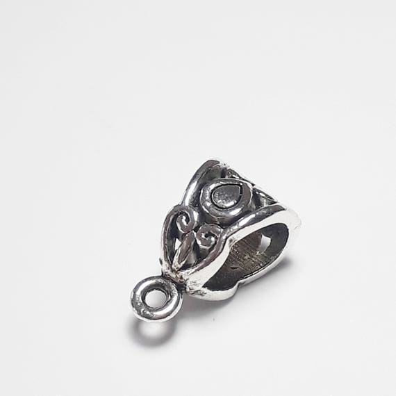 6 Spiral pattern charms antique silver tone FM166