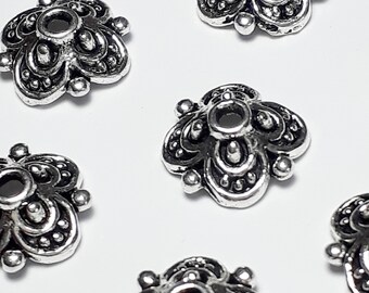 20pcs Bead Caps Antique Silver 10x3mm (Fits 12-14mm) - B25971