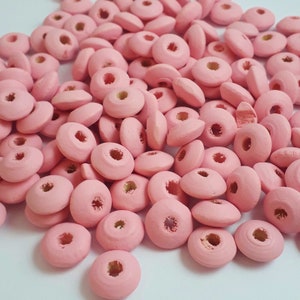 Liliful 200 Pcs Pink Wooden Beads for Crafts Axolotl Wood Beads with Holes  Round Polished Spacer Colored Beads DIY Ocean Beads Smooth Home Decor