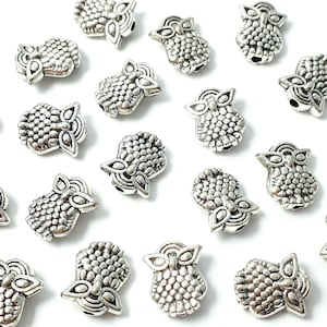 10pcs Owl Metal Beads Antique Silver 10x9mm - B0200891