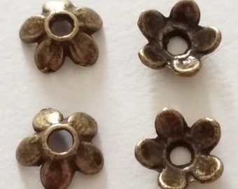 50pcs Antique Bronze Flower Bead Caps 6.5mm - B12801H