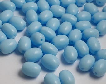 20pcs Light Blue Oval Czech Glass Beads, 8x6mm - GB885