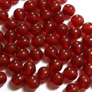 10pcs Red Round Czech Pressed Glass Druk Beads 8mm - GB295