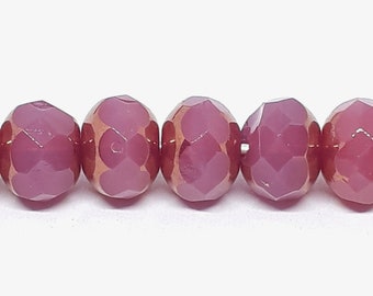 10pcs Dark Dusty Rose &Copper Czech Glass Faceted Rondelle Beads 7x5mm - GB975