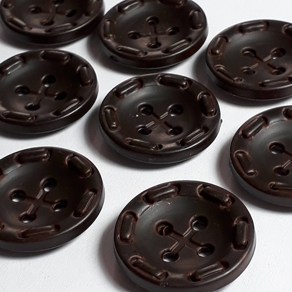 10pcs Dark Brown Plastic Resin Round Sewing Buttons 4-Hole 21mm Crafts B21538