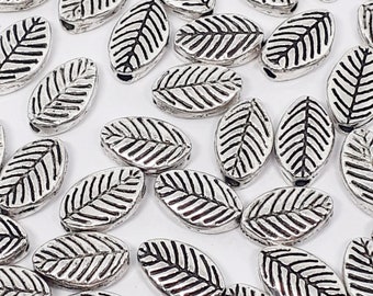 20pcs Leaf Spacer Beads Antique Silver 9x6mm - B690572