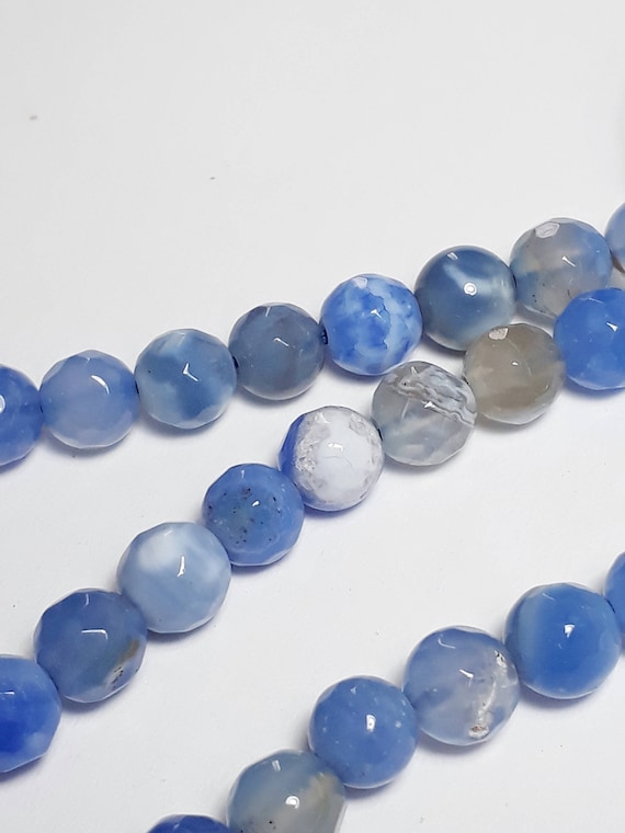 10pcs Light Blue Dyed Agate Faceted Gemstone Beads Grade B B34147