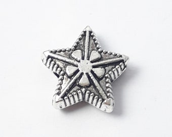 10 pièces étoiles en métal argenté antique 11x10 mm - B0125694