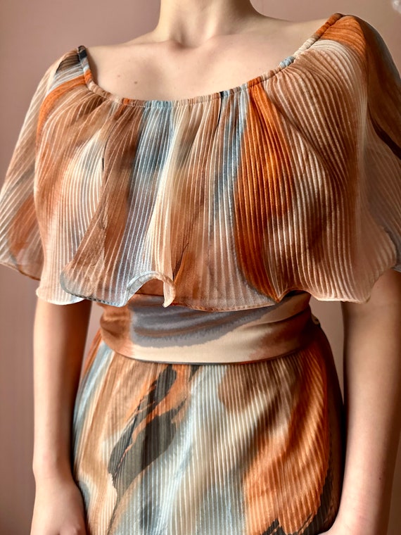 Vintage 70s Dress - Miss Elliette Ruffled Orange … - image 10