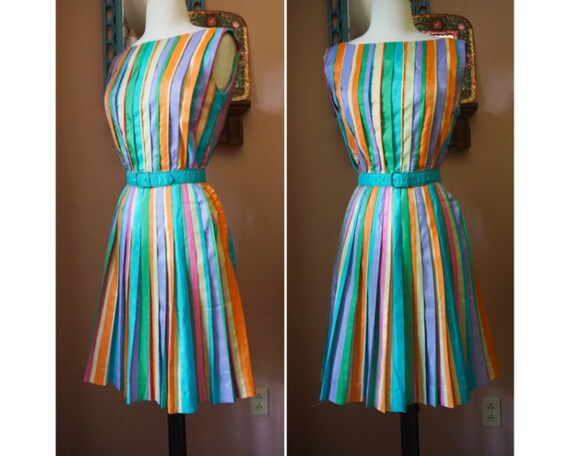 Vintage 50s Jerry Gilden Rainbow Pleated Colorful