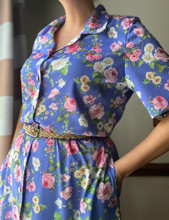Vintage 80s Dress - Secretary Shirt Dress - Cotta… - image 9