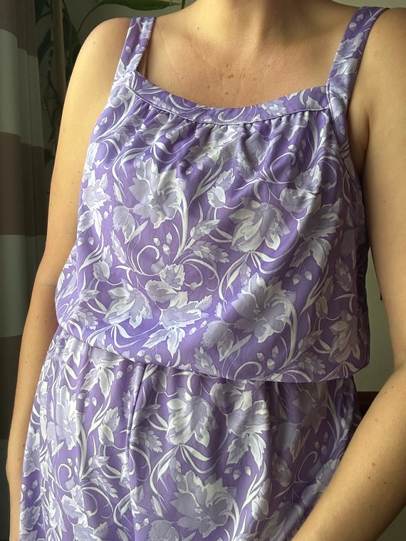 Vintage 80s Romper - Lavender Purple Floral Short… - image 5