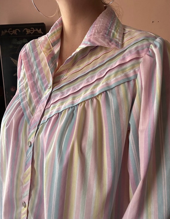 Vintage 70s Dress -  Cotton Pastel House Dress - … - image 4