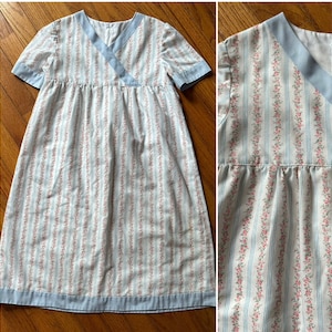 Vintage 70s Girls Dress - Calico Floral Boho Prairie Dress - Cottagecore