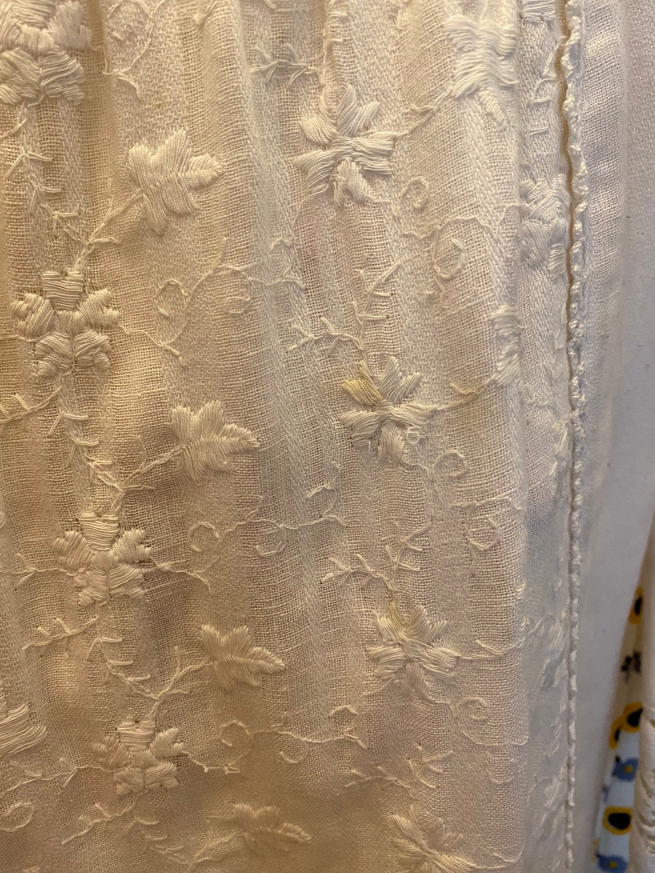 Vintage 70s Dress - Embroidered Cotton Caftan - Cottagecore Boho Hippie ...