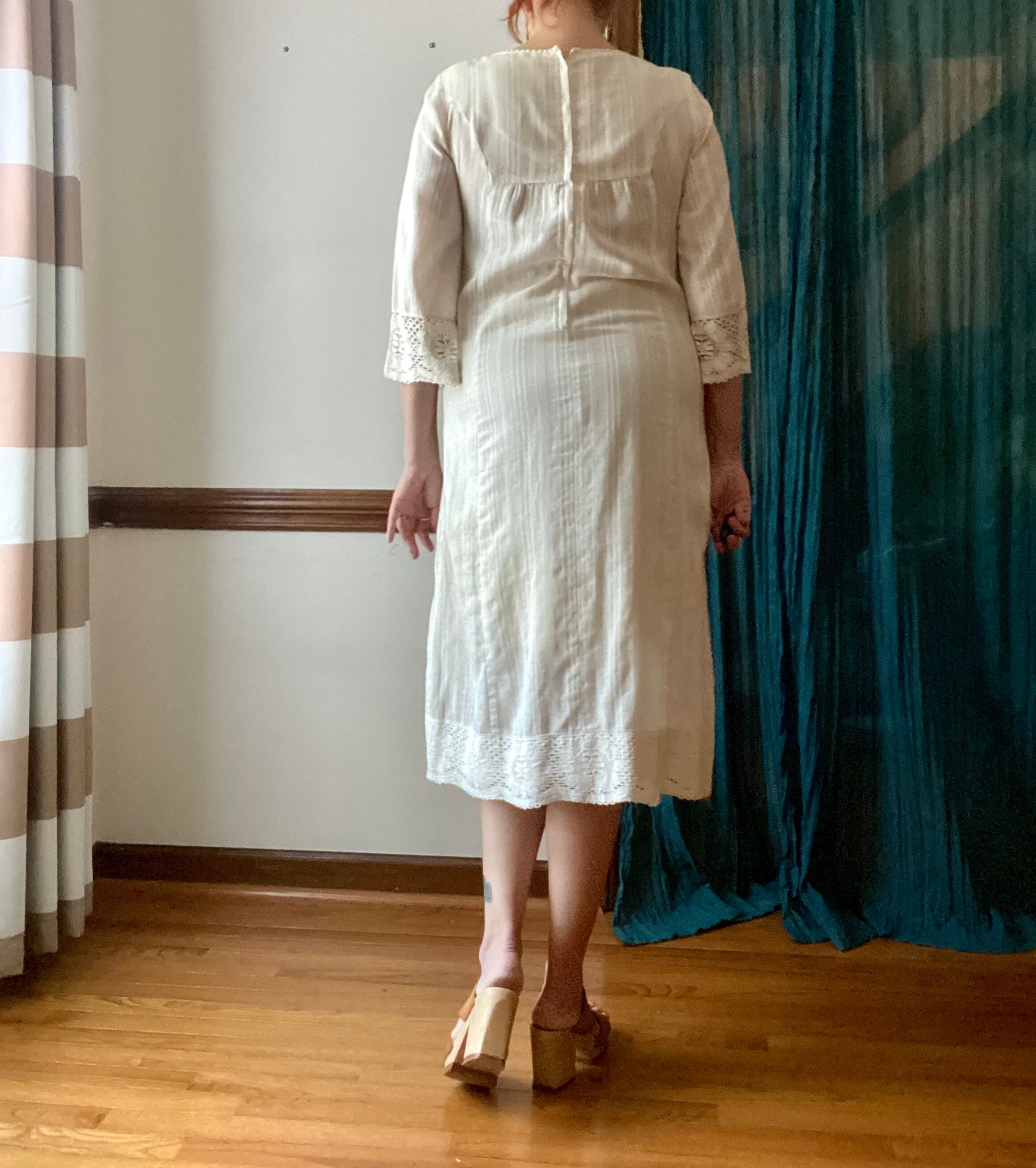 Vintage 70s Dress - Embroidered Cotton Caftan - Cottagecore Boho Hippie ...