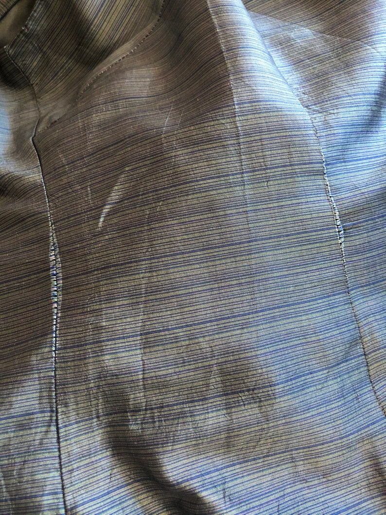 Vintage 90s Mary McFadden Blue Silk Sheath Dress Minimalist simple Classic M L