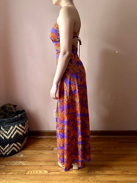 Vintage 70s Dress - Novelty Print Psychedelic Tre… - image 4