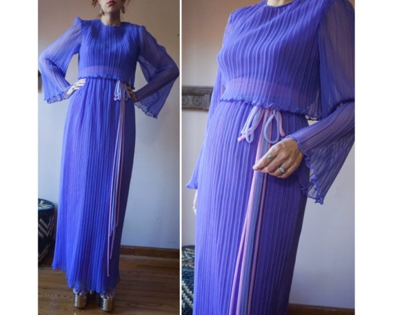 Vintage 70s Ms. Elliette Fortuny Micro Pleated Lav