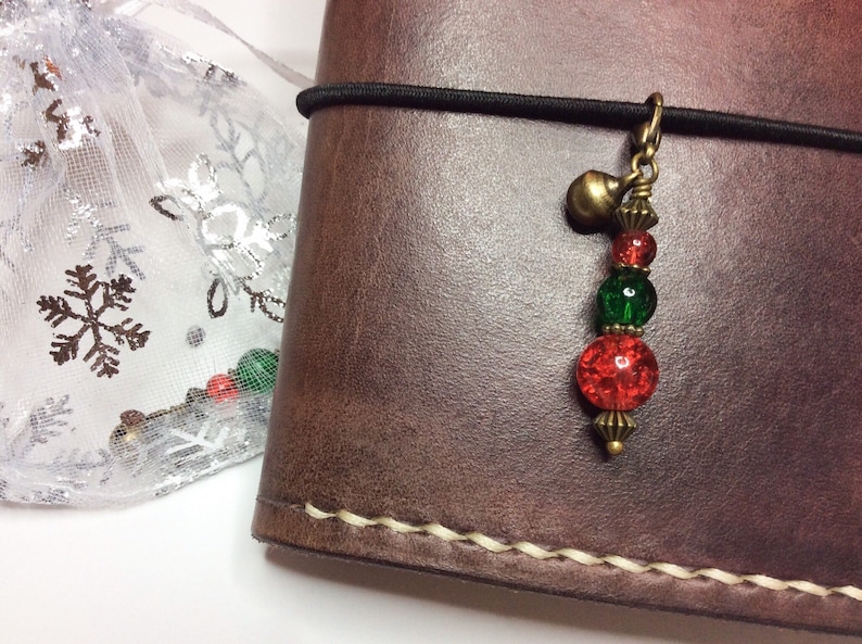 Bell /& Snowflake Charm in Gold Silver Bronze Christmas Charm with Deep Red Clasp Green and Clear Hand faceted crystal; Mini Keyring