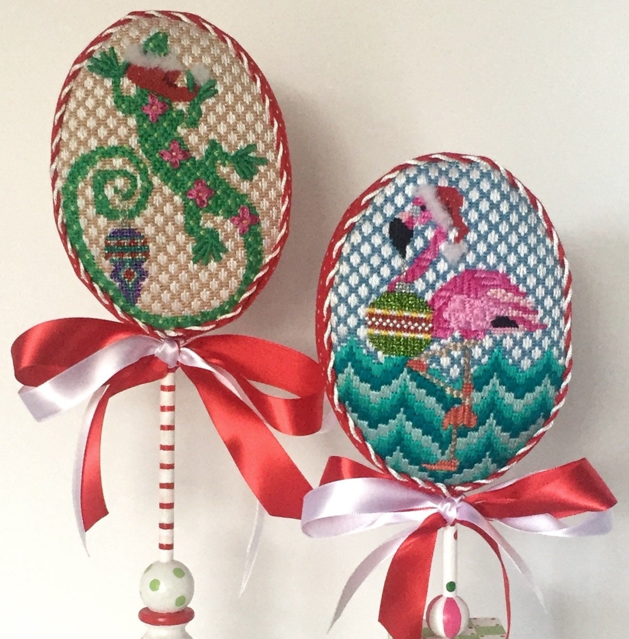 Sunny Holiday 2 Ornaments Hand And Stitch Painted Needlepoint Etsy Sunny Holiday 2 Ornaments Hand And Stitch Painted Needlepoint Etsy