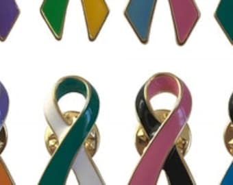 Awareness Two Colour Ribbon Lapel Pin Choose Awareness Colour