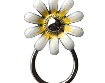 White & Yellow Flower Eye Glasses/Spectacle Hanger Brooch Pin Holder